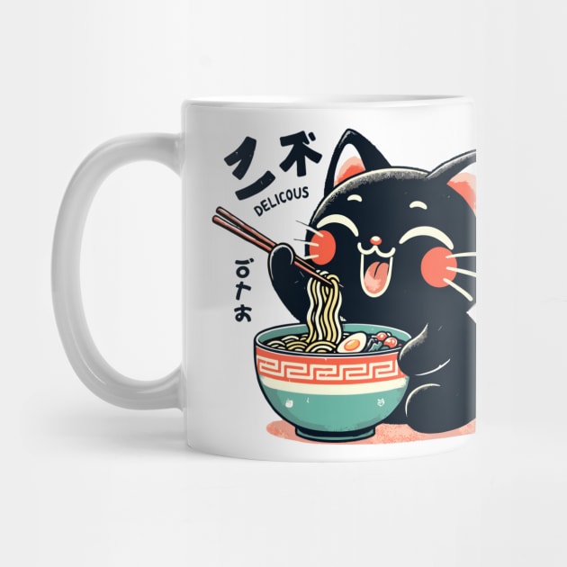 Kawai Cat Eating Ramen by VisionDesigner